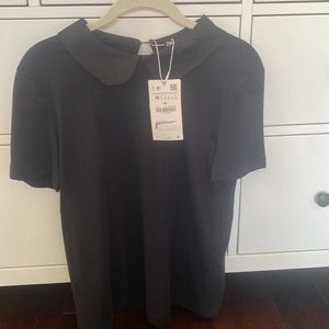 NWT Zara black t shirt with collar